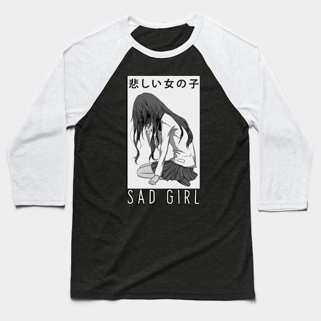 Sad Girl Anime Aesthetic Vaporwave Japanese Otaku Harajuku Hoodie Baseball T-Shirt by Vaporwave